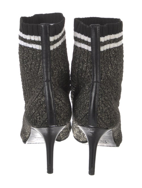 Stuart Weitzman Striped Leather Trim Embellishment Sock Boots