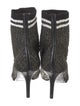 Stuart Weitzman Striped Leather Trim Embellishment Sock Boots