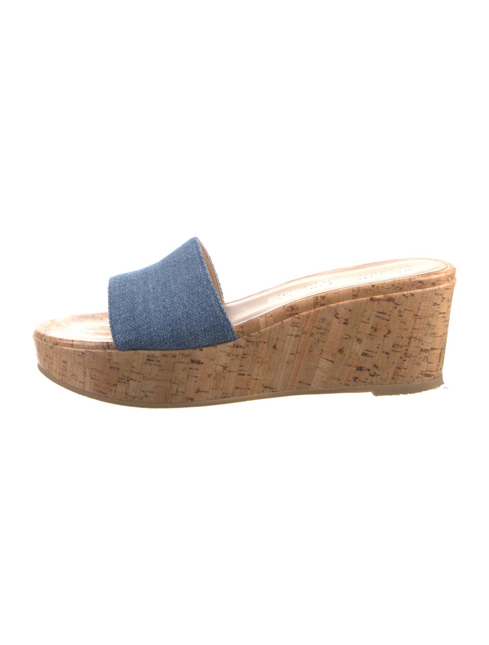 Stuart Weitzman Denim Slides Blue Platform - image 1