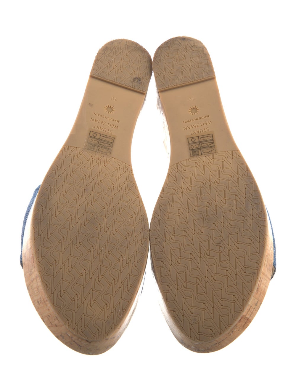 Stuart Weitzman Denim Slides Blue Platform - image 5