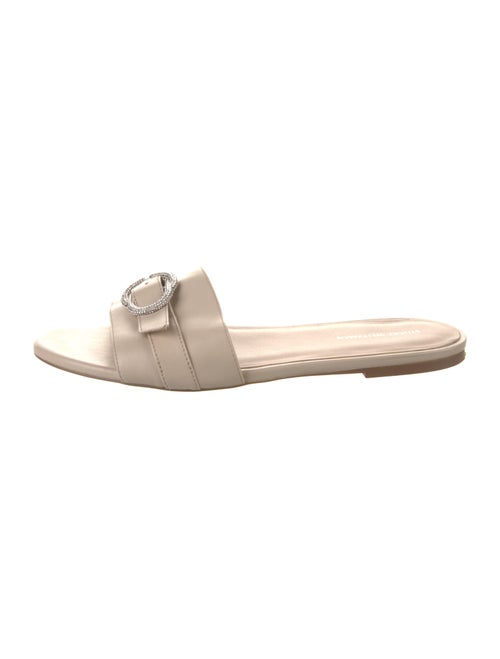 Stuart Weitzman Leather Crystal Embellishments Slides