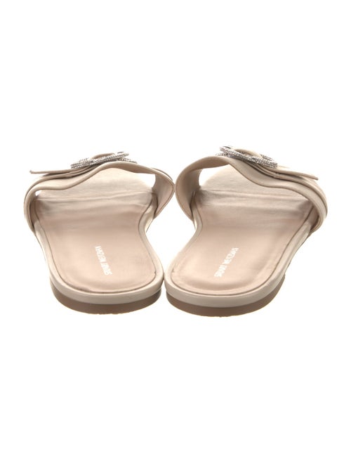 Stuart Weitzman Leather Crystal Embellishments Slides