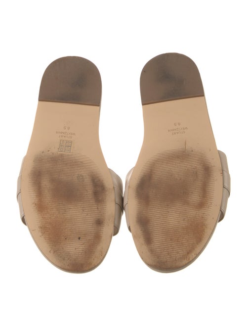 Stuart Weitzman Leather Crystal Embellishments Slides