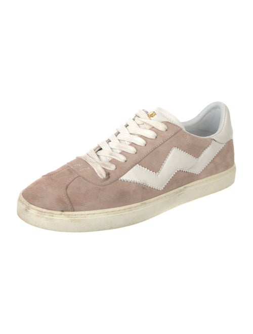 Stuart Weitzman Suede Colorblock Pattern Sneakers