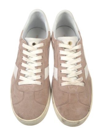 Stuart Weitzman Suede Colorblock Pattern Sneakers