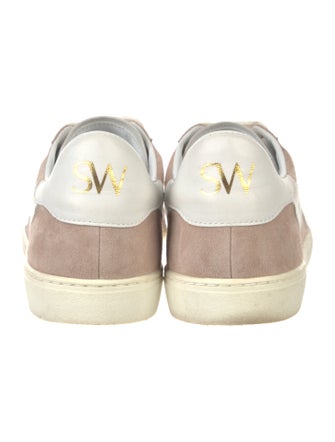 Stuart Weitzman Suede Colorblock Pattern Sneakers