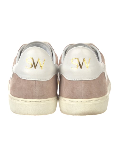 Stuart Weitzman Suede Colorblock Pattern Sneakers