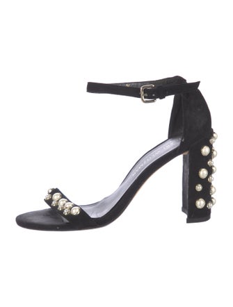 Stuart Weitzman Suede Studded Accents Sandals