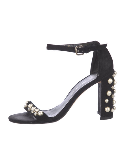 Stuart Weitzman Suede Studded Accents Sandals