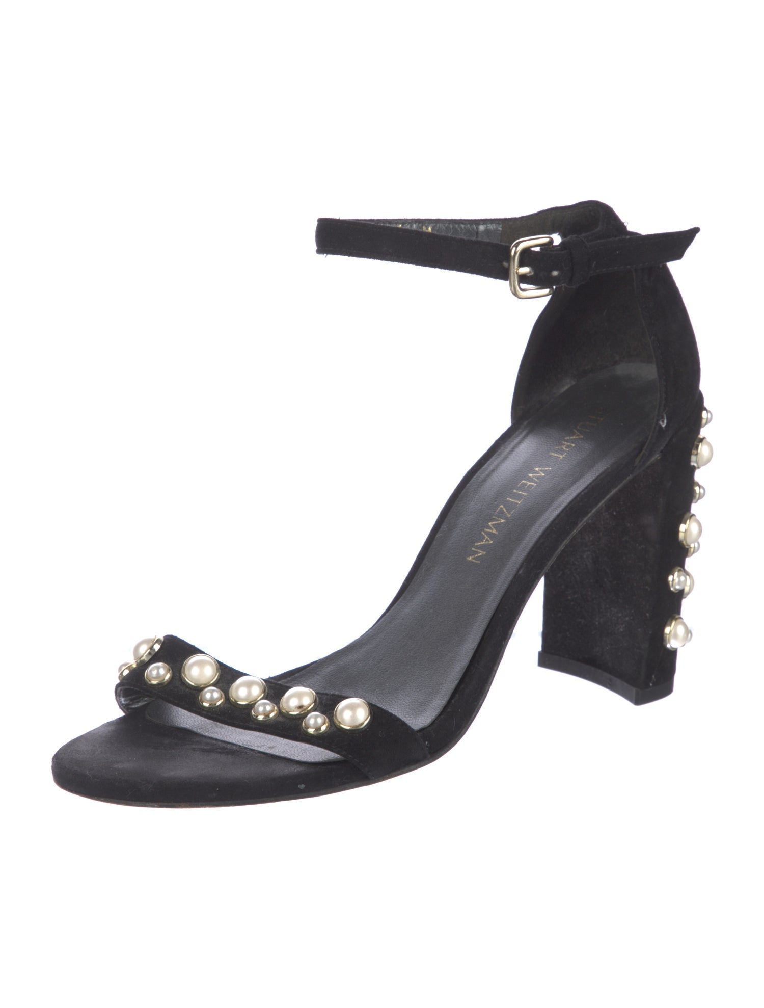 Stuart Weitzman Suede Studded Accents Sandals