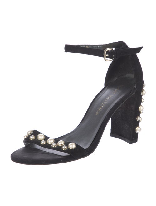 Stuart Weitzman Suede Studded Accents Sandals