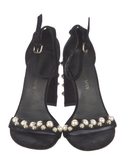 Stuart Weitzman Suede Studded Accents Sandals