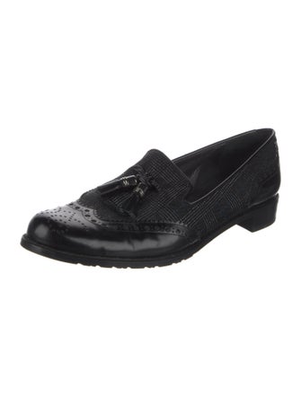 Stuart Weitzman Leather Tassel Accents Loafers