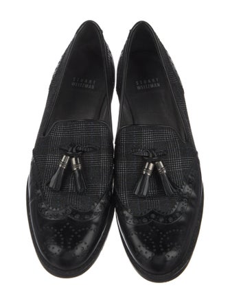 Stuart Weitzman Leather Tassel Accents Loafers