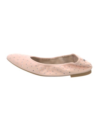 Stuart Weitzman Suede Crystal Embellishments Ballet Flats