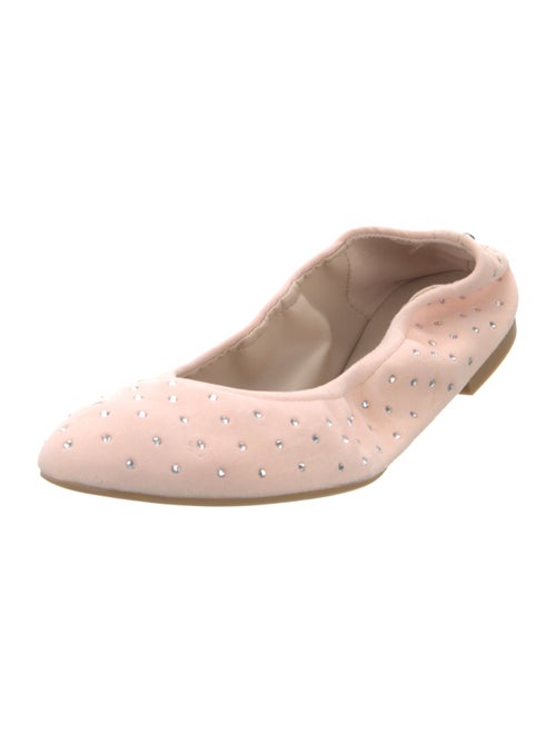 Stuart Weitzman Suede Crystal Embellishments Ballet Flats