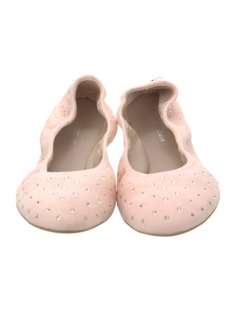 Stuart Weitzman Suede Crystal Embellishments Ballet Flats