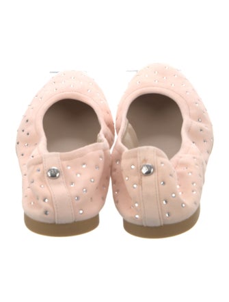 Stuart Weitzman Suede Crystal Embellishments Ballet Flats
