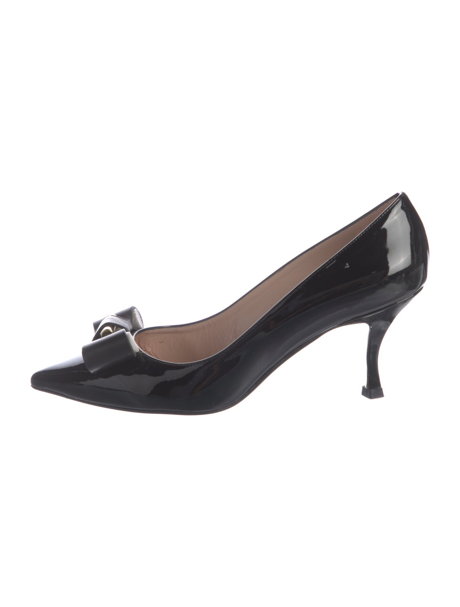 Stuart Weitzman Patent Leather Bow Accents Pumps