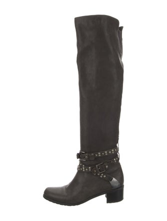 Stuart Weitzman Leather Studded Accents Riding Boots