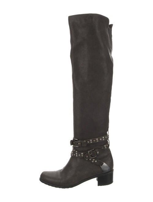 Stuart Weitzman Leather Studded Accents Riding Boots