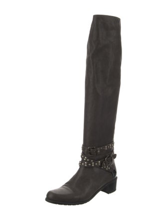 Stuart Weitzman Leather Studded Accents Riding Boots