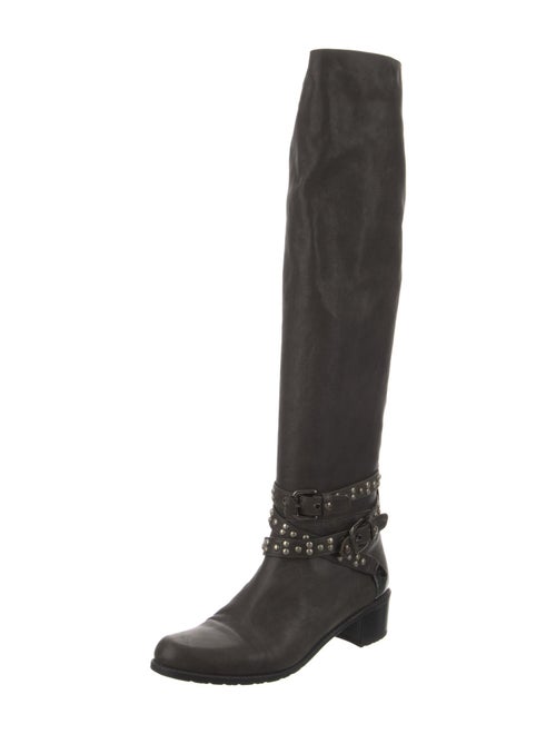 Stuart Weitzman Leather Studded Accents Riding Boots