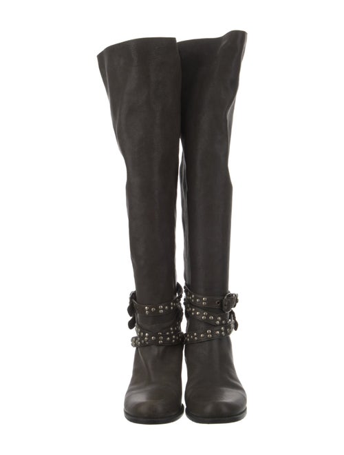 Stuart Weitzman Leather Studded Accents Riding Boots