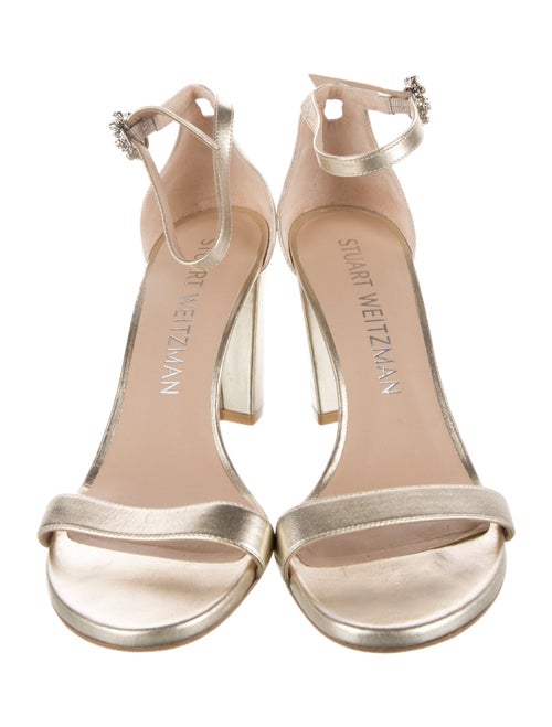 Stuart Weitzman Leather Crystal Embellishments Sandals