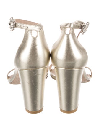 Stuart Weitzman Leather Crystal Embellishments Sandals