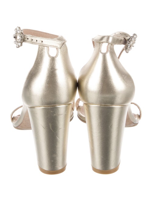 Stuart Weitzman Leather Crystal Embellishments Sandals