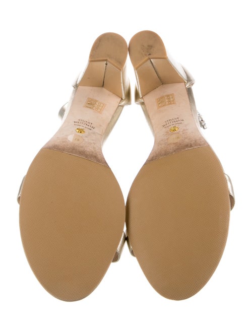 Stuart Weitzman Leather Crystal Embellishments Sandals