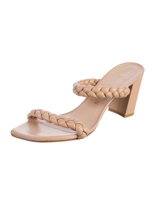 Stuart Weitzman Leather Braided Accents Slides