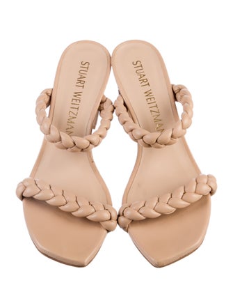 Stuart Weitzman Leather Braided Accents Slides