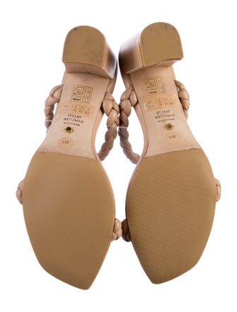Stuart Weitzman Leather Braided Accents Slides