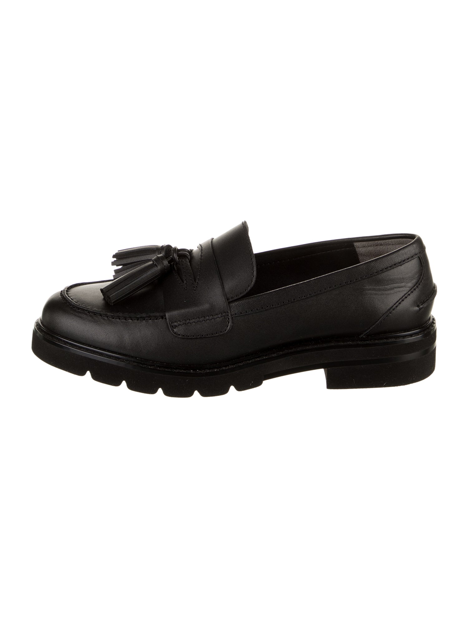 Stuart Weitzman Leather Tassel Accents Loafers