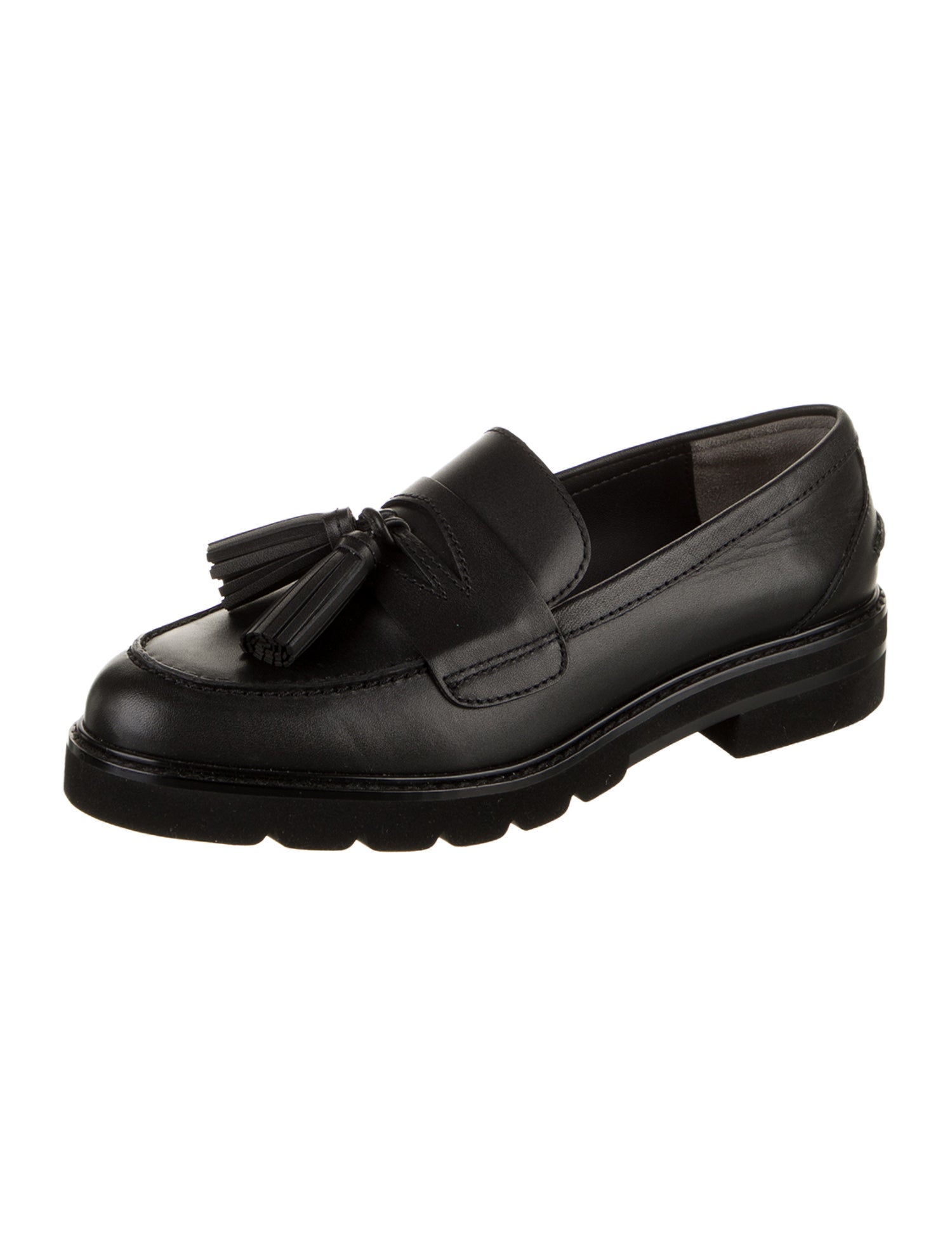 Stuart Weitzman Leather Tassel Accents Loafers