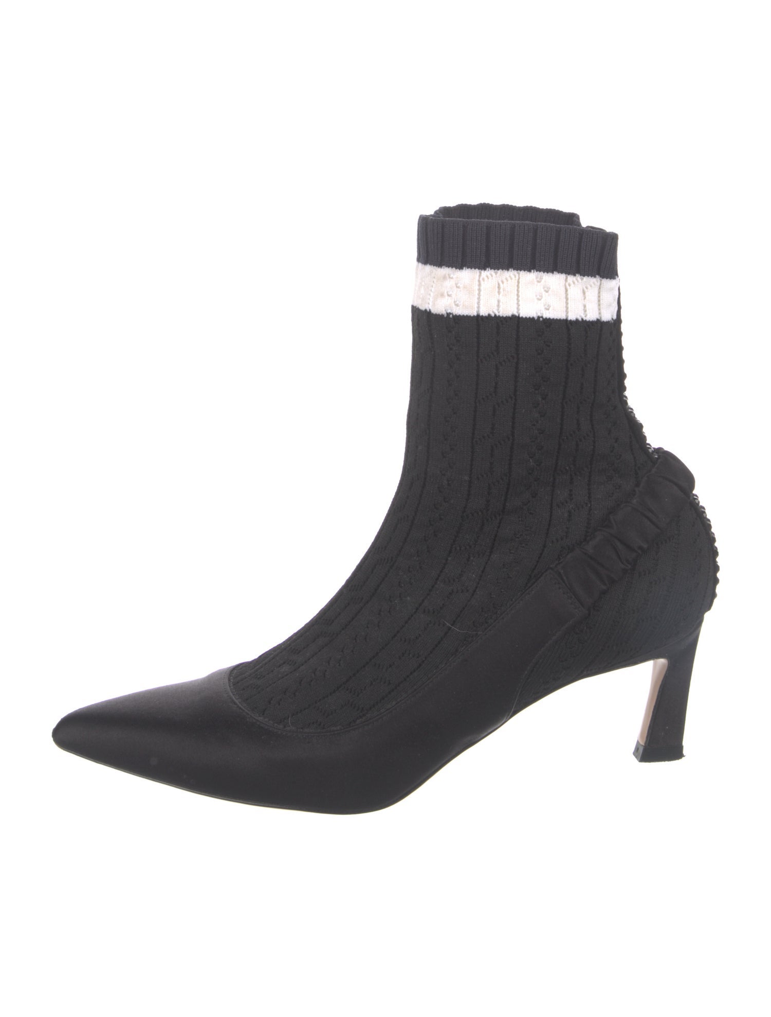 Stuart Weitzman Satin Crystal Embellishments Sock Boots