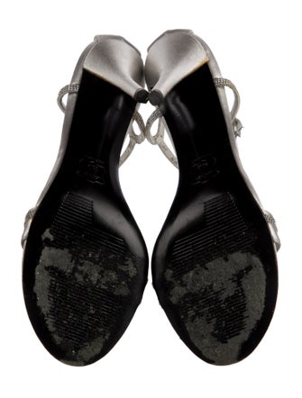 Stuart Weitzman Leather Crystal Embellishments Sandals