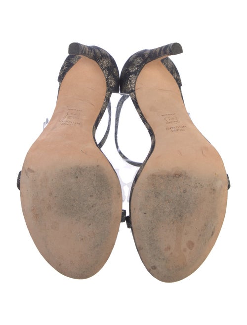 Stuart Weitzman Polka Dot Print Glitter Accents Sandals