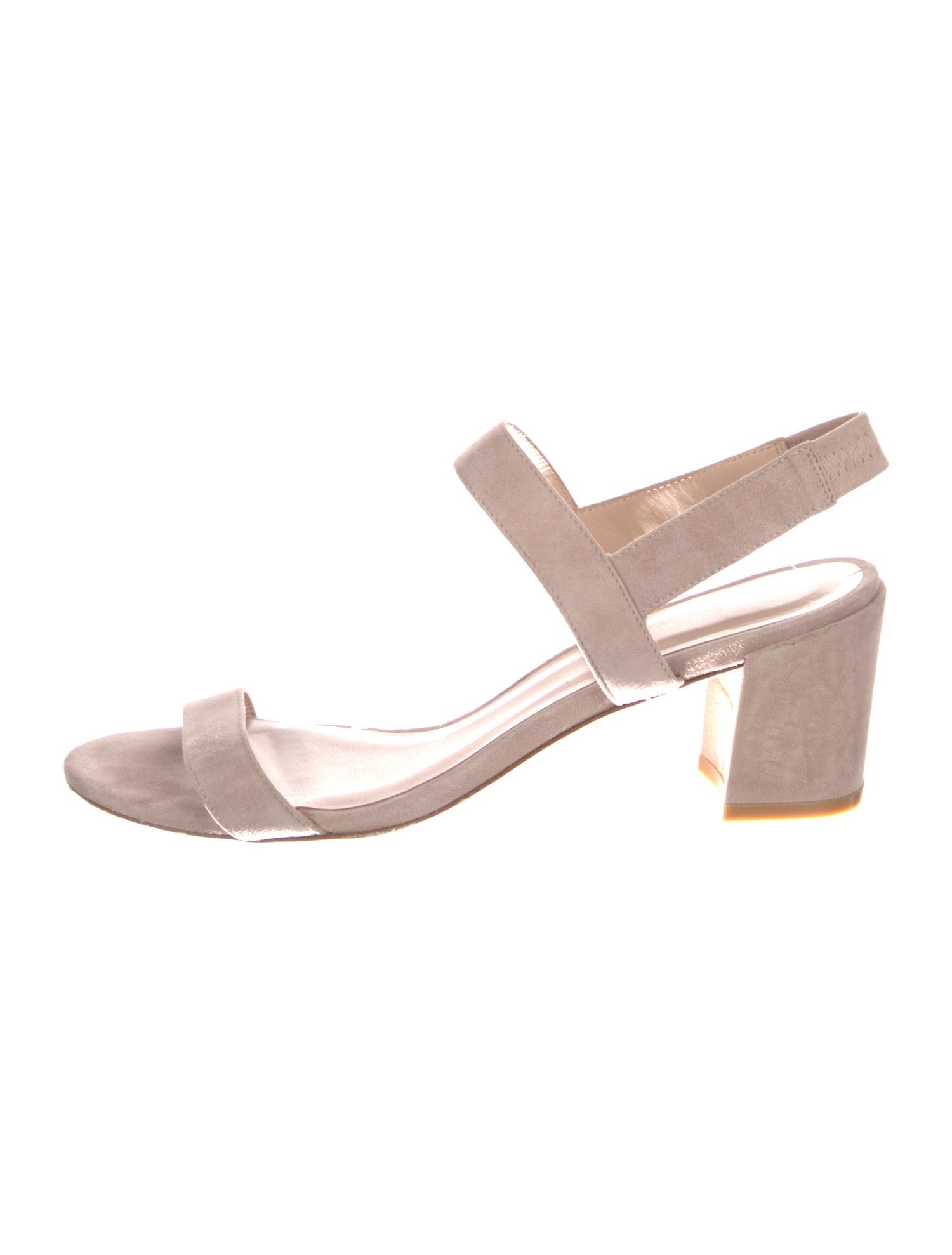 Stuart Weitzman Suede Leather Trim Embellishment Slingback Sandals