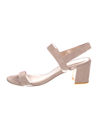 Stuart Weitzman Suede Leather Trim Embellishment Slingback Sandals