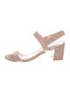 Stuart Weitzman Suede Leather Trim Embellishment Slingback Sandals