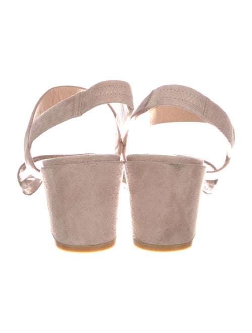 Stuart Weitzman Suede Leather Trim Embellishment Slingback Sandals