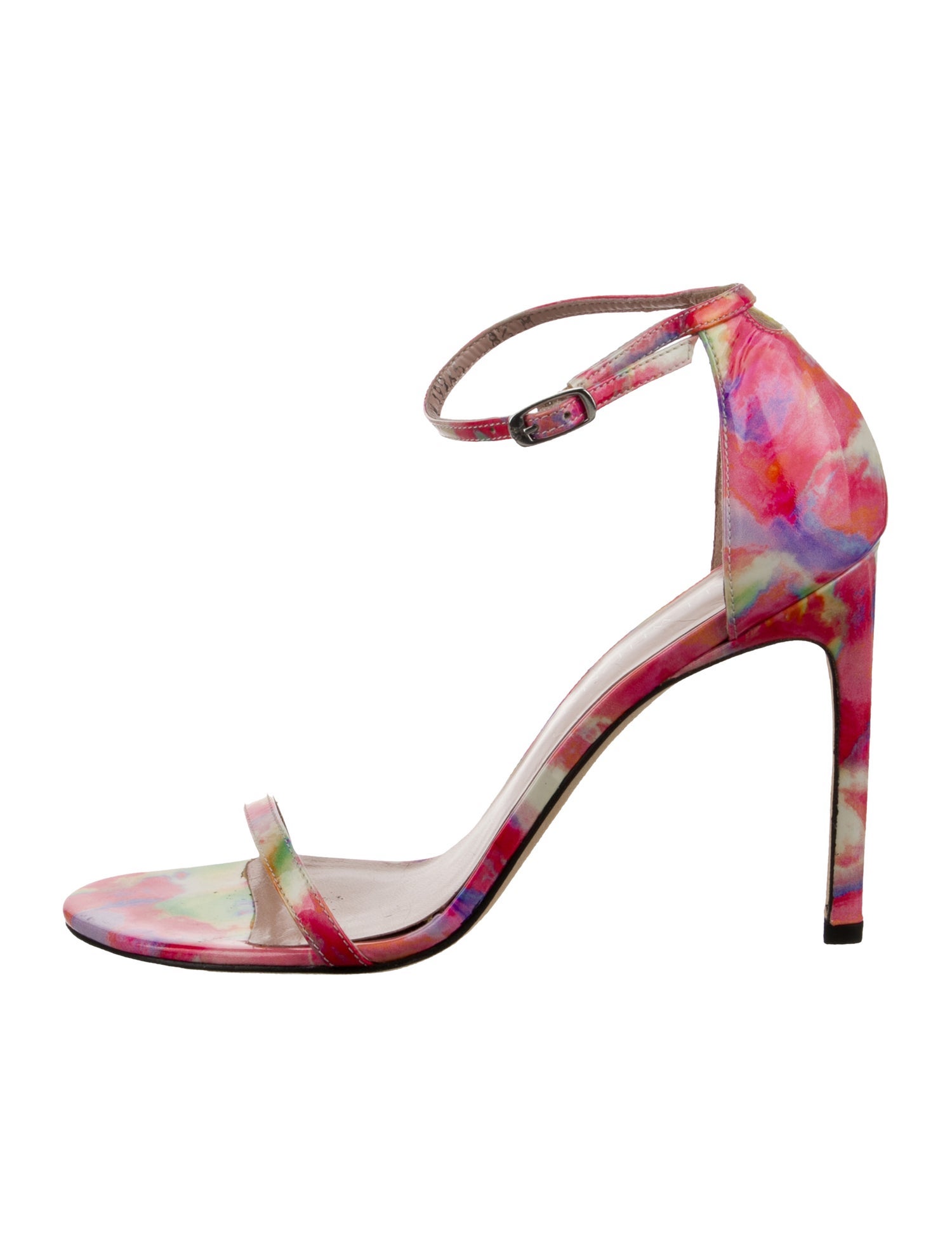 Stuart Weitzman Patent Leather Tie-Dye Print Sandals