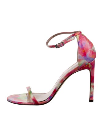 Stuart Weitzman Patent Leather Tie-Dye Print Sandals