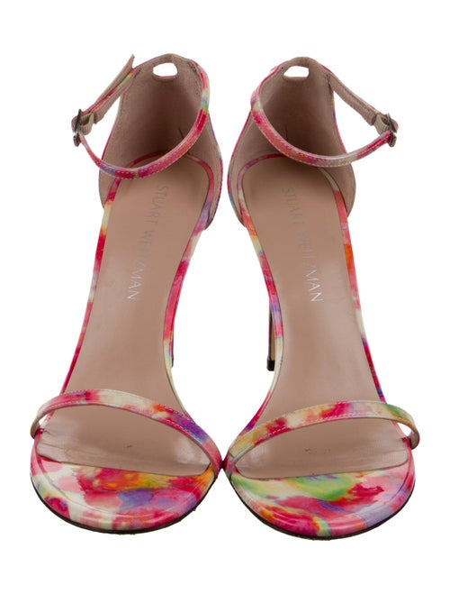 Stuart Weitzman Patent Leather Tie-Dye Print Sandals