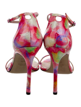Stuart Weitzman Patent Leather Tie-Dye Print Sandals