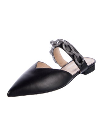 Stuart Weitzman Leather Glitter Accents Mules