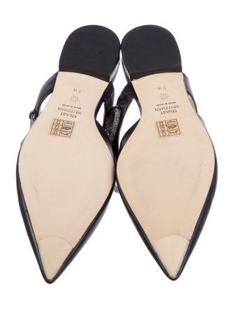 Stuart Weitzman Leather Glitter Accents Mules